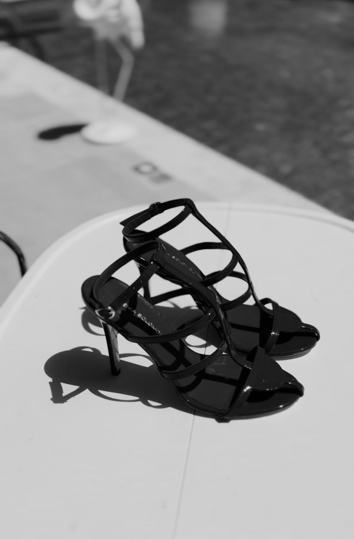 MICAELA VELVET BLACK SANDALS 9.5